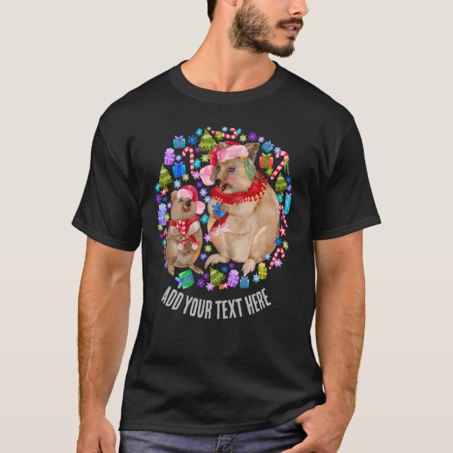 Anpassningsbar Retro jul Quokka T Shirt (Framsida)