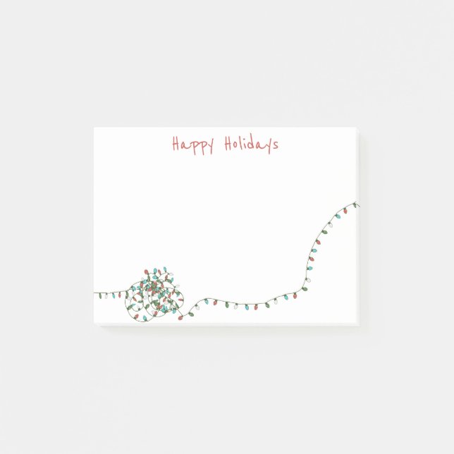 Anpassningsbar Retro Julgran String Ljus Helgdag Post-it Block (Framsida)