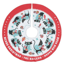 Anpassningsbar Retro-julklappar Julgransmatta Borstad Polyester