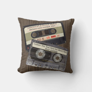 Anpassningsbar Retro Kärlek Music Cassette Mixta Kudde