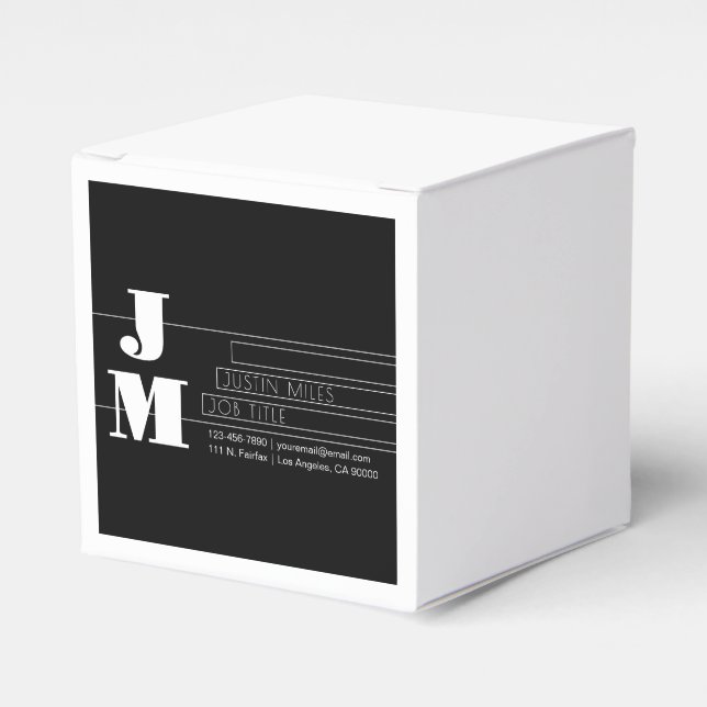 Anpassningsbar retro-modern svart-vit monogram presentaskar (Framsidan Sidan)