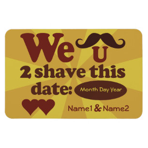 Anpassningsbar Retro Mustache Spara-Date-magnet Magnet