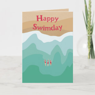 Anpassningsbar Retro Open Vatten Swimming Birthday Kort