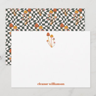 Anpassningsbar Retro Orange Checkerboard Shower fö Tack Kort