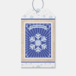 Anpassningsbar Retro Papper Frimärke God jul Snowf Presentetikett