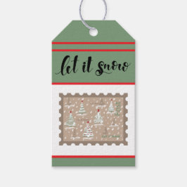 Anpassningsbar Retro Papper Frimärke med Snowy Jul Presentetikett