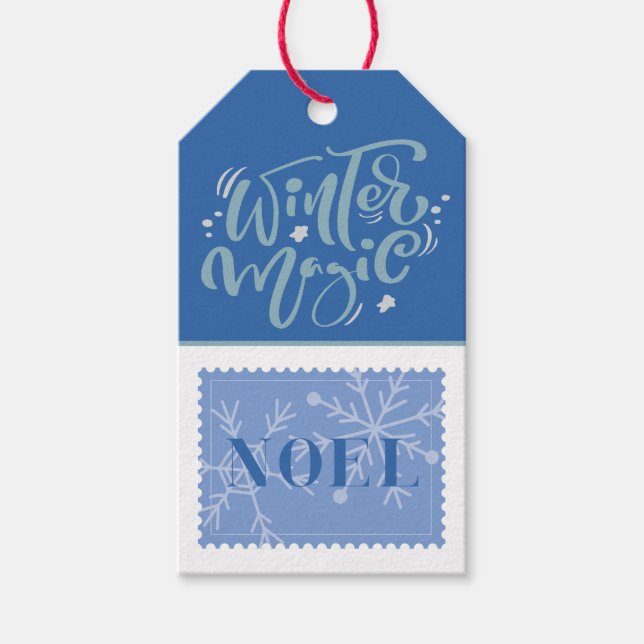 Anpassningsbar Retro Papper Frimärke Noel Winter M Presentetikett (Framsidan)