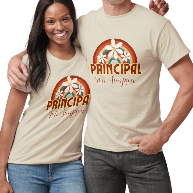 Anpassningsbar Retro Principal T-Shirt med Namn (Skapare uppladdad)