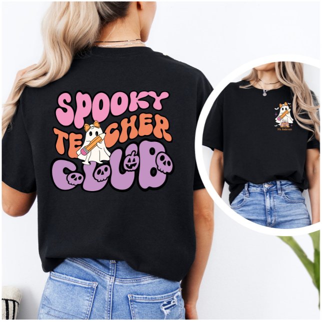 Anpassningsbar Retro Spooky Ghost Teacher Klubb T Shirt (Skapare uppladdad)
