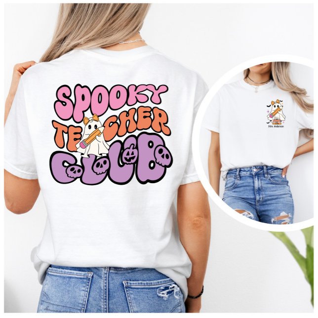 Anpassningsbar Retro Spooky Teacher Klubb Dubbla S T Shirt (Skapare uppladdad)