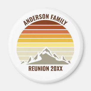 Anpassningsbar Retro Sunset Mountain Family Reunio Magnet
