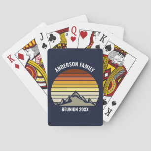 Anpassningsbar Retro Sunset Mountain Navy Blue Casinokort