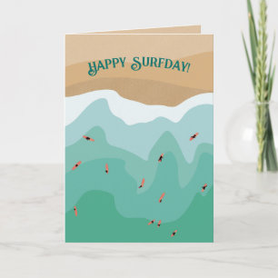 Anpassningsbar Retro Surfer Ocean Birthday Kort