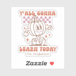 Anpassningsbar Retro Teacher Pumpkin & Quote Klistermärken