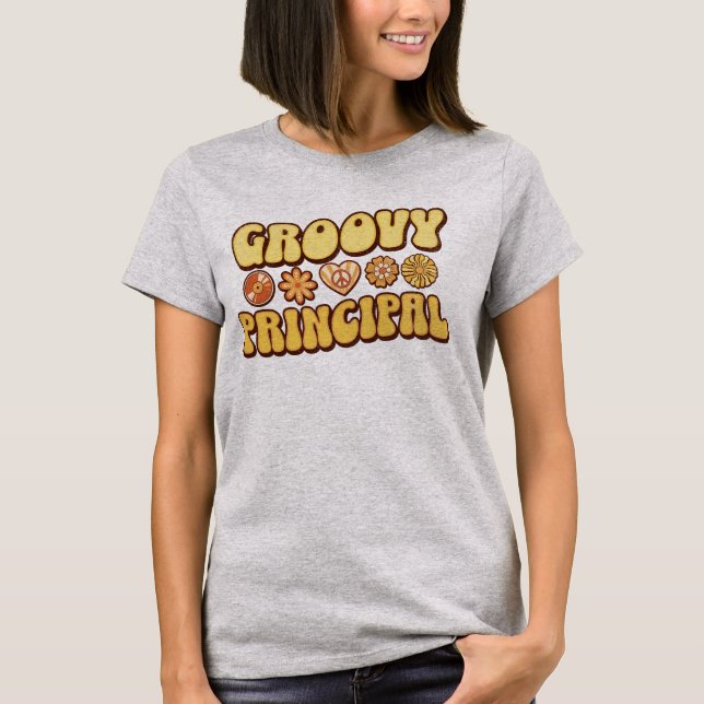 Anpassningsbar Retro-Vintagen "Groovy Principal" F T Shirt (Framsida)