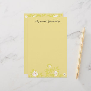Anpassningsbar Retro White Daisy Gräns Stationery Brevpapper