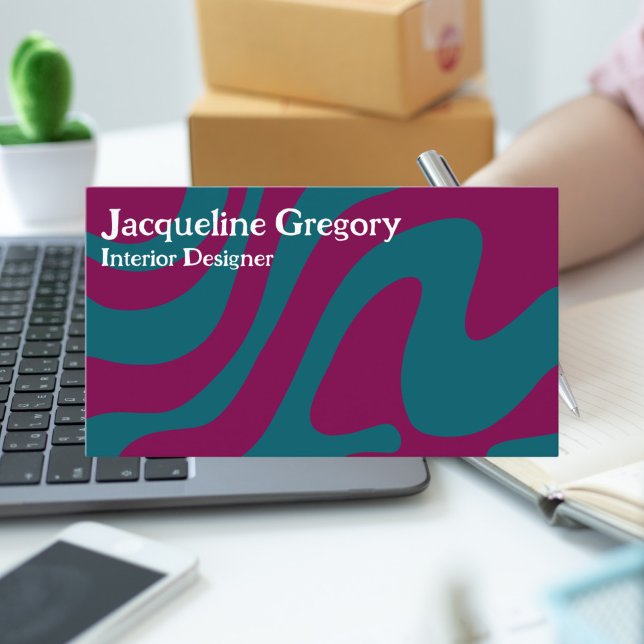 Anpassningsbar Retro Zebra ränder Vågigt Linjer Ma Visitkort (Skapare uppladdad)