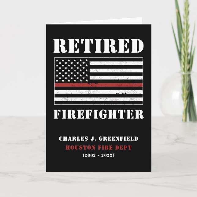 Anpassningsbar Retrött Firefighter Thin Red Line G Kort (Framsida)