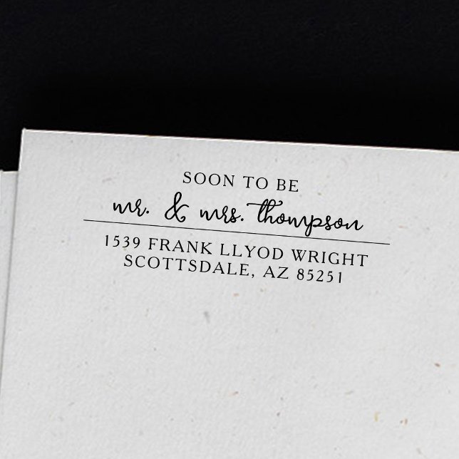 Anpassningsbar Returadress Frimärke för Bröllopsin Självfärgande Stämpel (Skapare uppladdad)