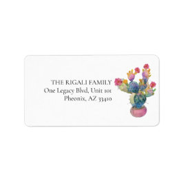Anpassningsbar Returetiketters Watercolor Cactus Adressetikett