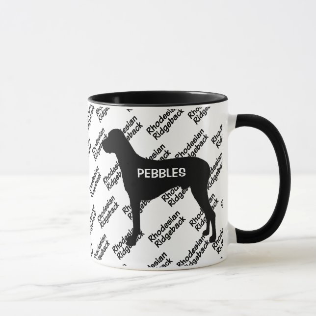 ANPASSNINGSBAR Rhodesian Ridgeback Hund Silhouette Mugg (Höger)