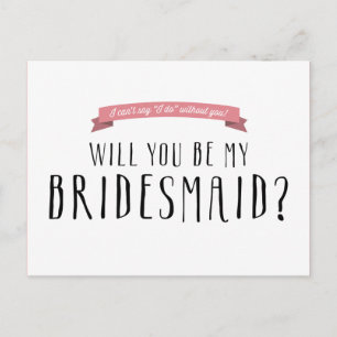 Anpassningsbar Ribbon Färg - Bridesmaid Frieri Inbjudan Vykort