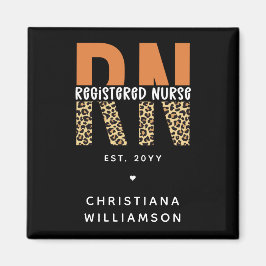 Anpassningsbar RN Registered Nurse Leopard Typogra Magnet