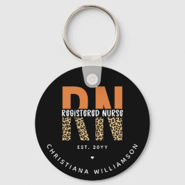Anpassningsbar RN Registered Nurse Leopard Typogra Nyckelring