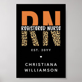 Anpassningsbar RN Registered Nurse Leopard Typogra Poster