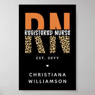 Anpassningsbar RN Registered Nurse Leopard Typogra Poster