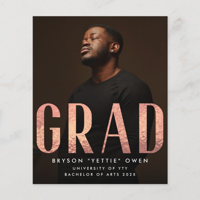 Anpassningsbar Ro Gold Foil Nick Namn GRAD-fotokor (Framsida)