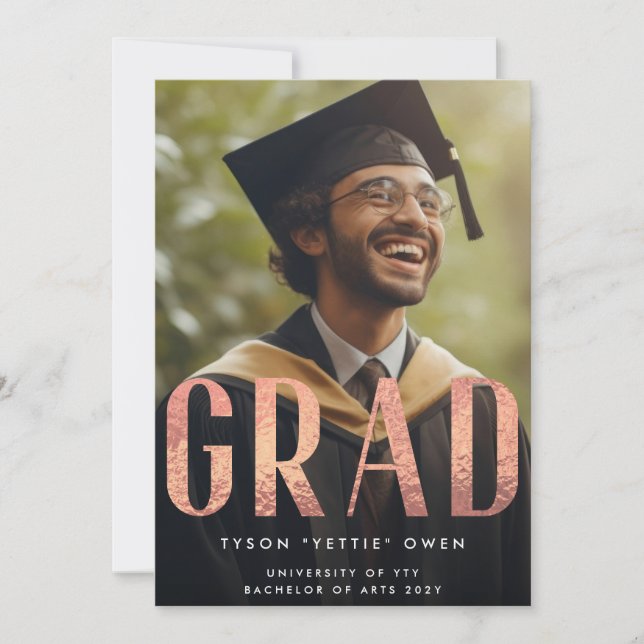 Anpassningsbar Ro Gold Foil Nick Namn GRAD Photo Meddelande (Framsida)