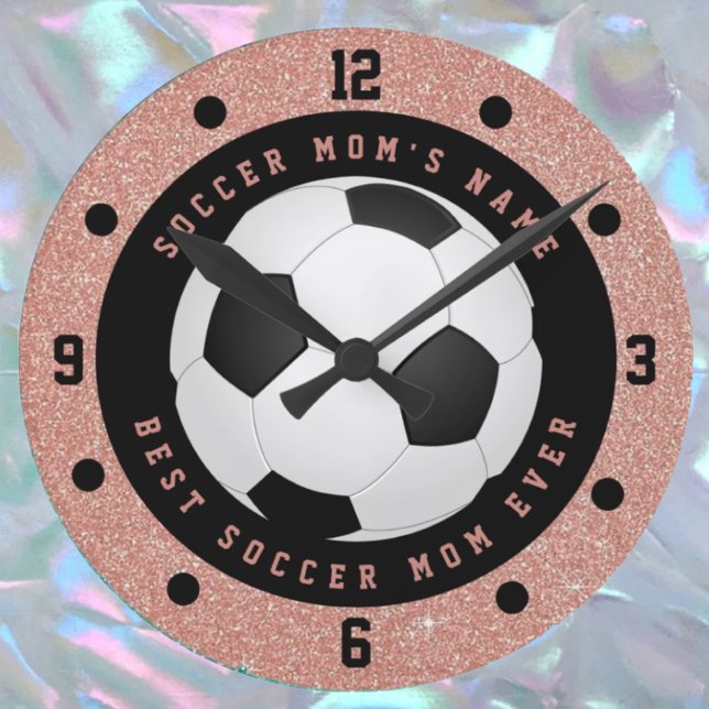 Anpassningsbar Ro Rosa Guld Girls Fotboll Fotboll  Rund Klocka (Skapare uppladdad)