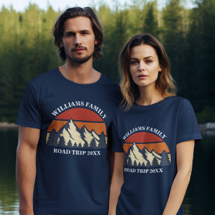 Anpassningsbar Road Resa Mountain Sunset Family Re T Shirt