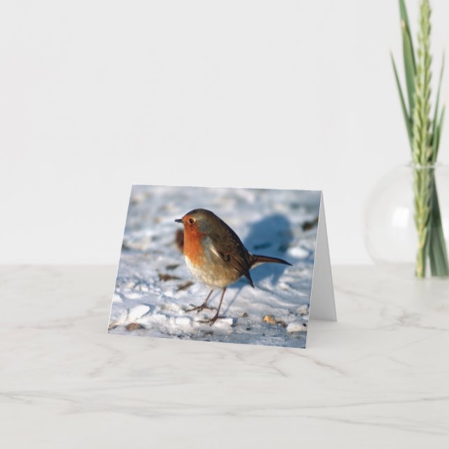 Anpassningsbar Robin i Snö Helgkort (Framsida)