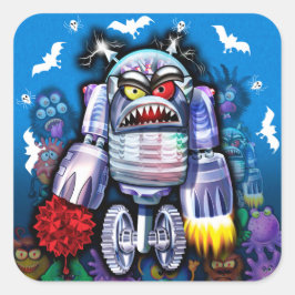 Anpassningsbar Robo Monster Halloween Sticker. Fyrkantigt Klistermärke