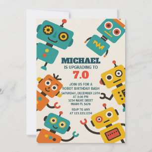 Anpassningsbar Robot Birthday-inbjudan Inbjudningar