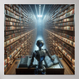 Anpassningsbar Robot Librarian Wall Poster