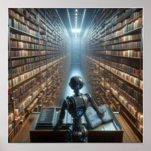 Anpassningsbar Robot Librarian Wall Poster