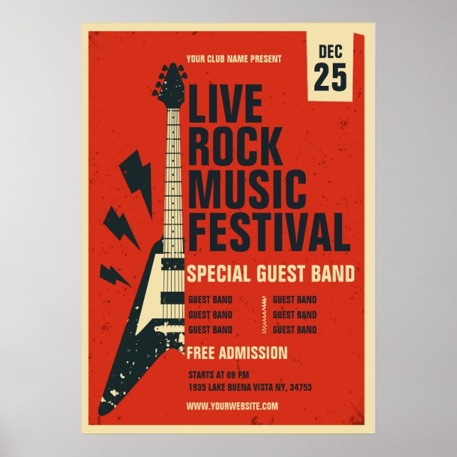 Anpassningsbar Rock musik-festival Poster (Framsidan)