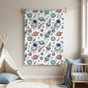 Anpassningsbar Rocket Blanket Planets Gift för Poj Fleecefilt