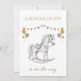 Anpassningsbar Rocking Häst med buntning av flaggo Inbjudningar