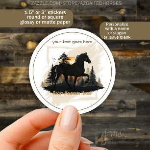 Anpassningsbar Rocky Mountain Horse Sunset Silhoue Runt Klistermärke