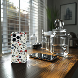 Anpassningsbar Röd, blå och vit Blommigt med brode