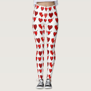 Anpassningsbar röd hjärtattack Kärlek Design Legge Leggings