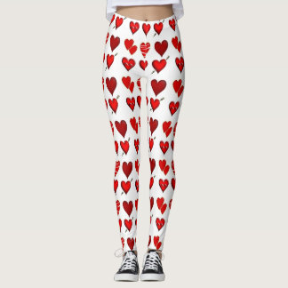 Anpassningsbar röd hjärtattack Kärlek Design Legge Leggings