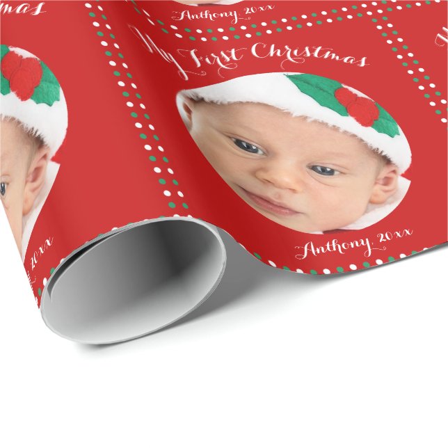 Anpassningsbar Röd min första julafton Papper Presentpapper (Rullad Hörn)