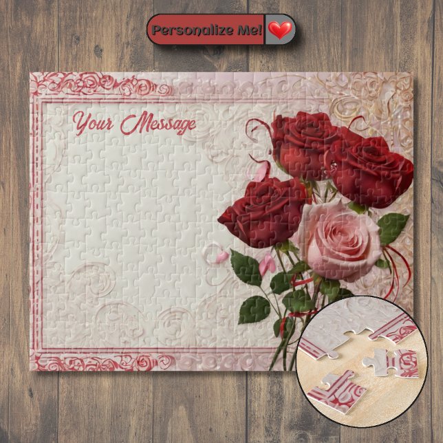 Anpassningsbar röd ros pussel (Customizable Red Rose Jigsaw Puzzle)