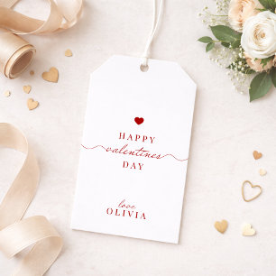 Anpassningsbar röd vit, enkel VALENTINS märkre DAG Presentetikett