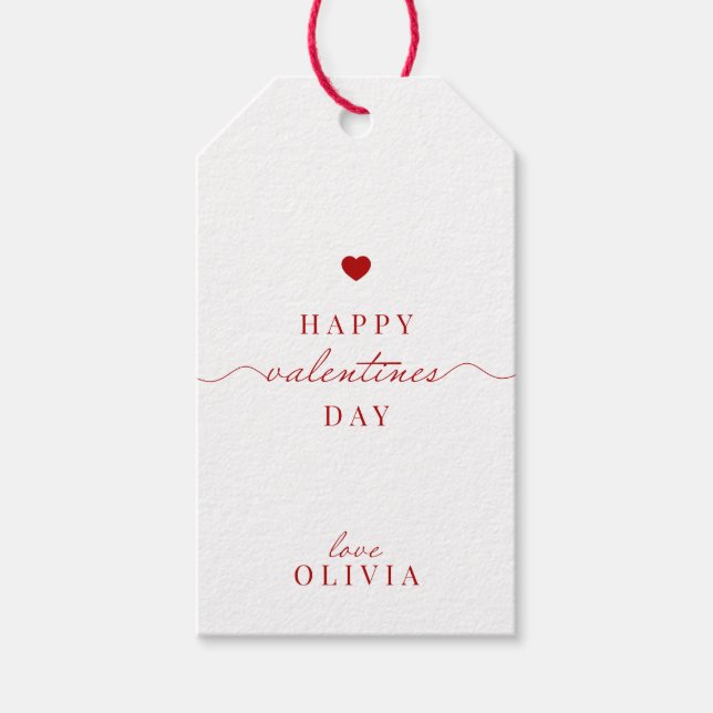 Anpassningsbar röd vit, enkel VALENTINS märkre DAG Presentetikett (Framsidan)